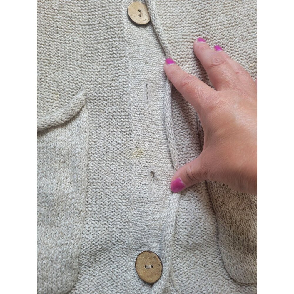 Habitat Beige Linen Long Line Lone Sleeve Cardigan with Pockets Size S Lagenlook - Picture 11 of 12